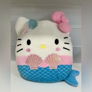 Squishmallows Hello Kitty Mermaid Plush Toy 11” Toll White With Pink and blue